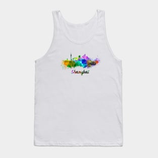 Shanghai skyline in watercolor Tank Top